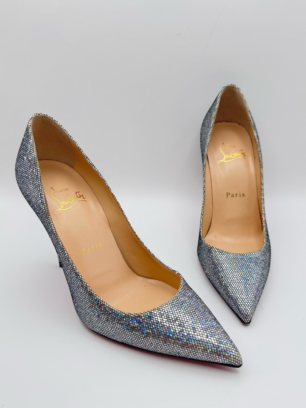 Christian Louboutin Decollete 554 100 Glitter Disco Ball Pumps Size 36